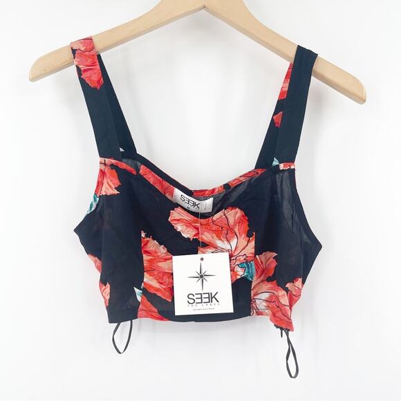 LF Tops - LF SEEK THE LABEL Tropical Floral Beach Crop Tank Top Australia NWT Size Medium